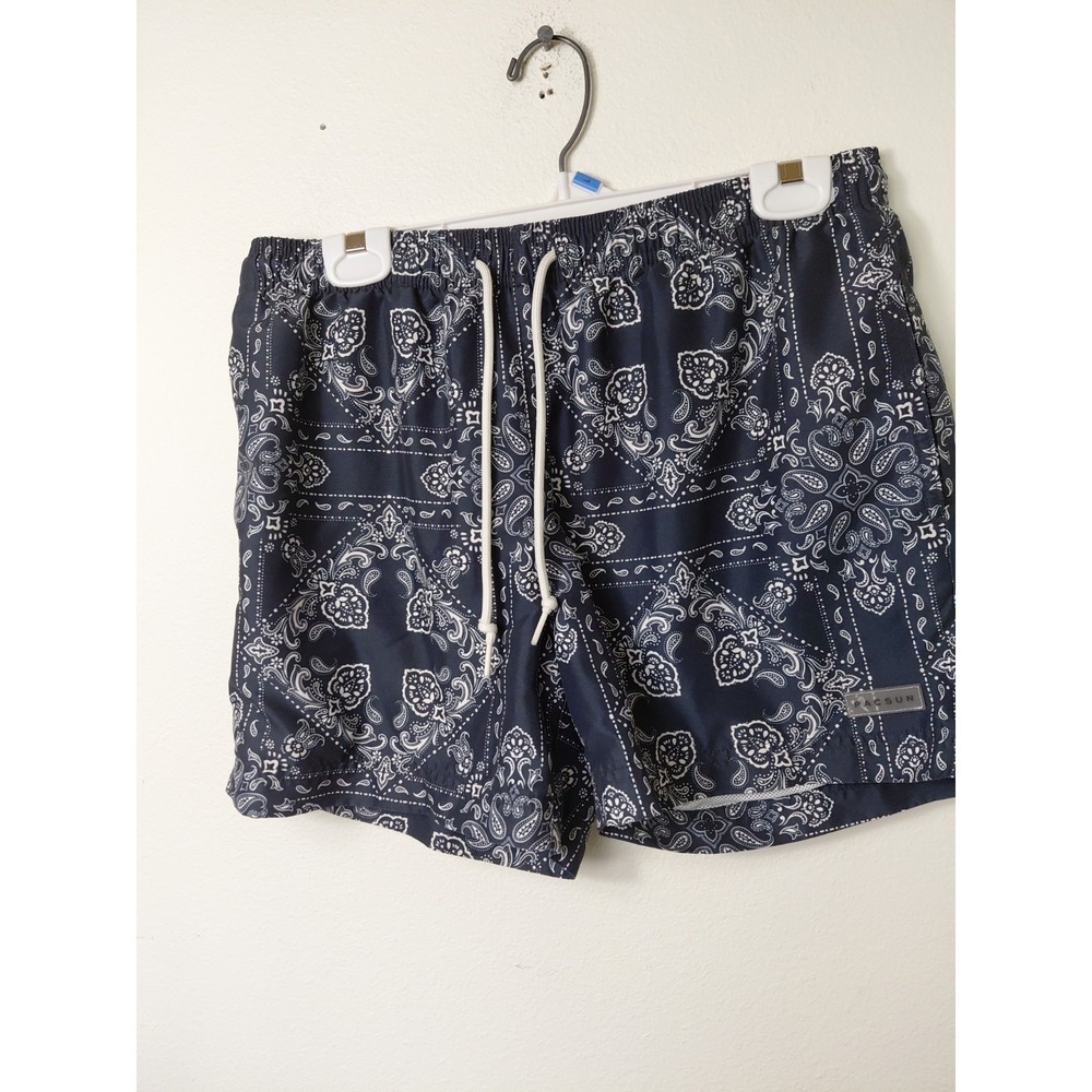 Pacsun Swim Shorts Mens Drawstring Handkerchief Blue, Lined W/Pockets S Med Swim